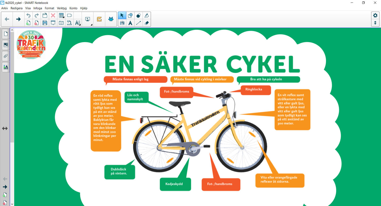Trafikkalenderns månadsaktivitet för SMARTBoard Säker cykel